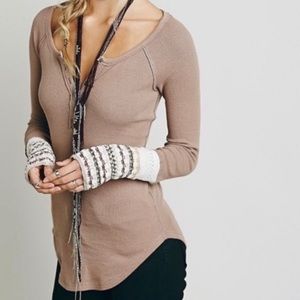 Free People Alpine Thermal in Mauve Pink W/Crochet Cuffs